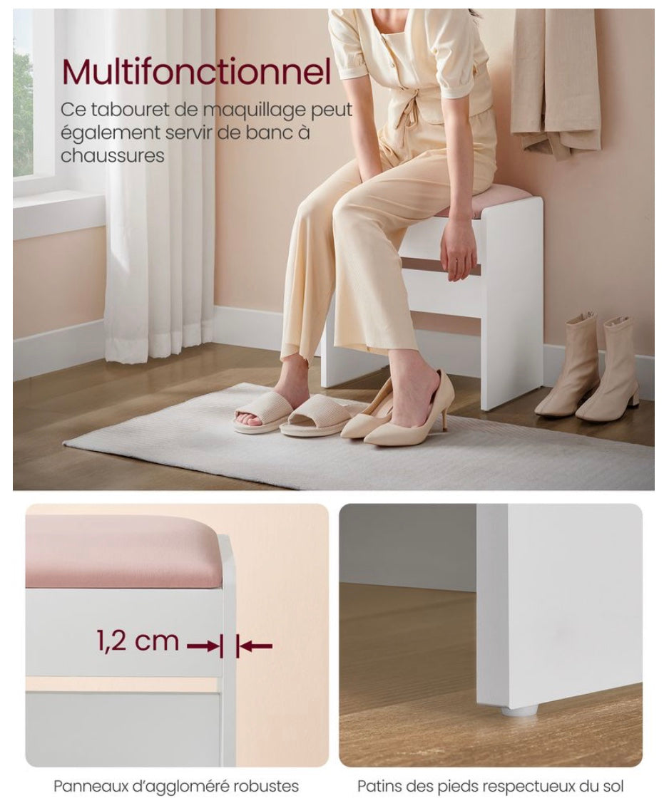 Chaise rembourrée de maquillage