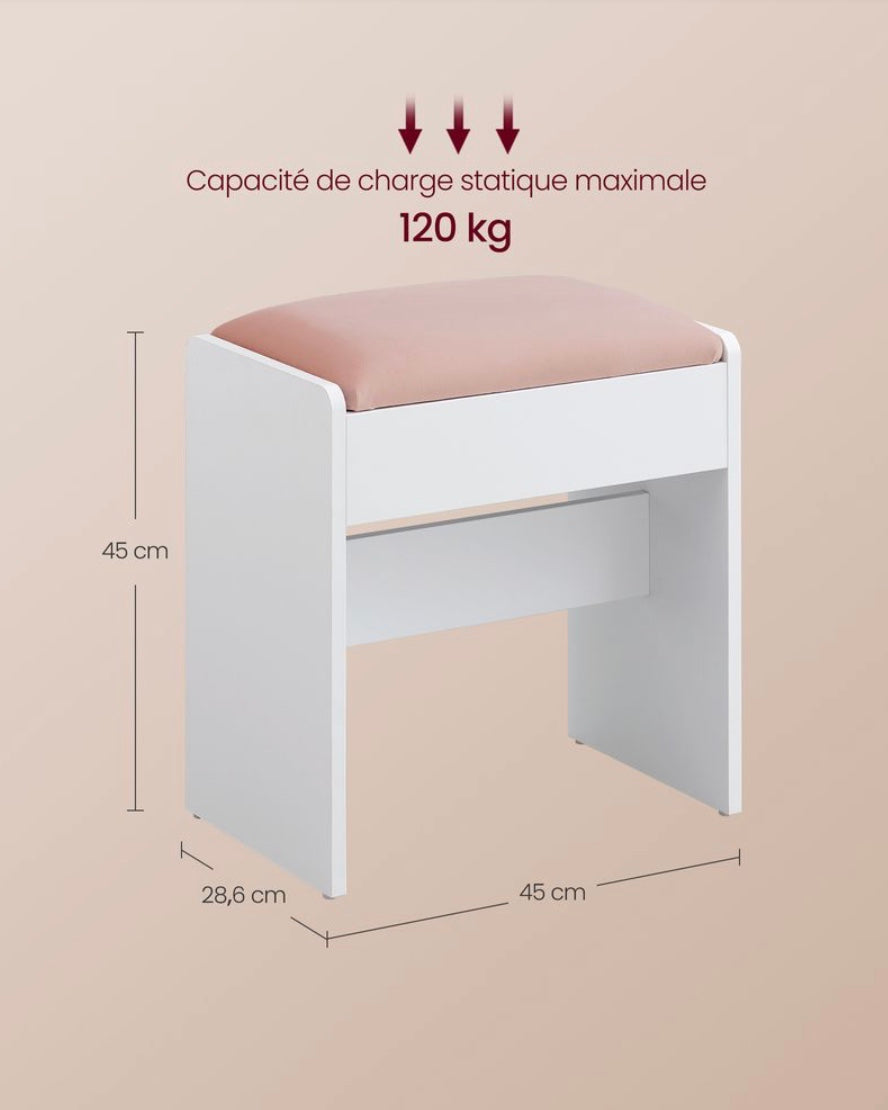 Chaise rembourrée de maquillage