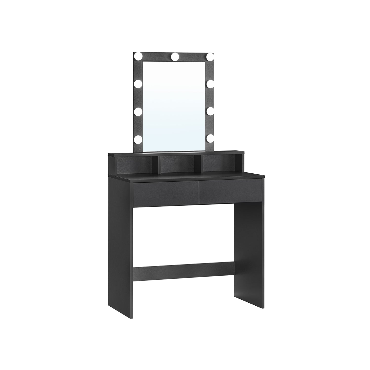 Coiffeuse avec Miroir LED, 2 Tiroirs et 3 Compartiments – Bi-color