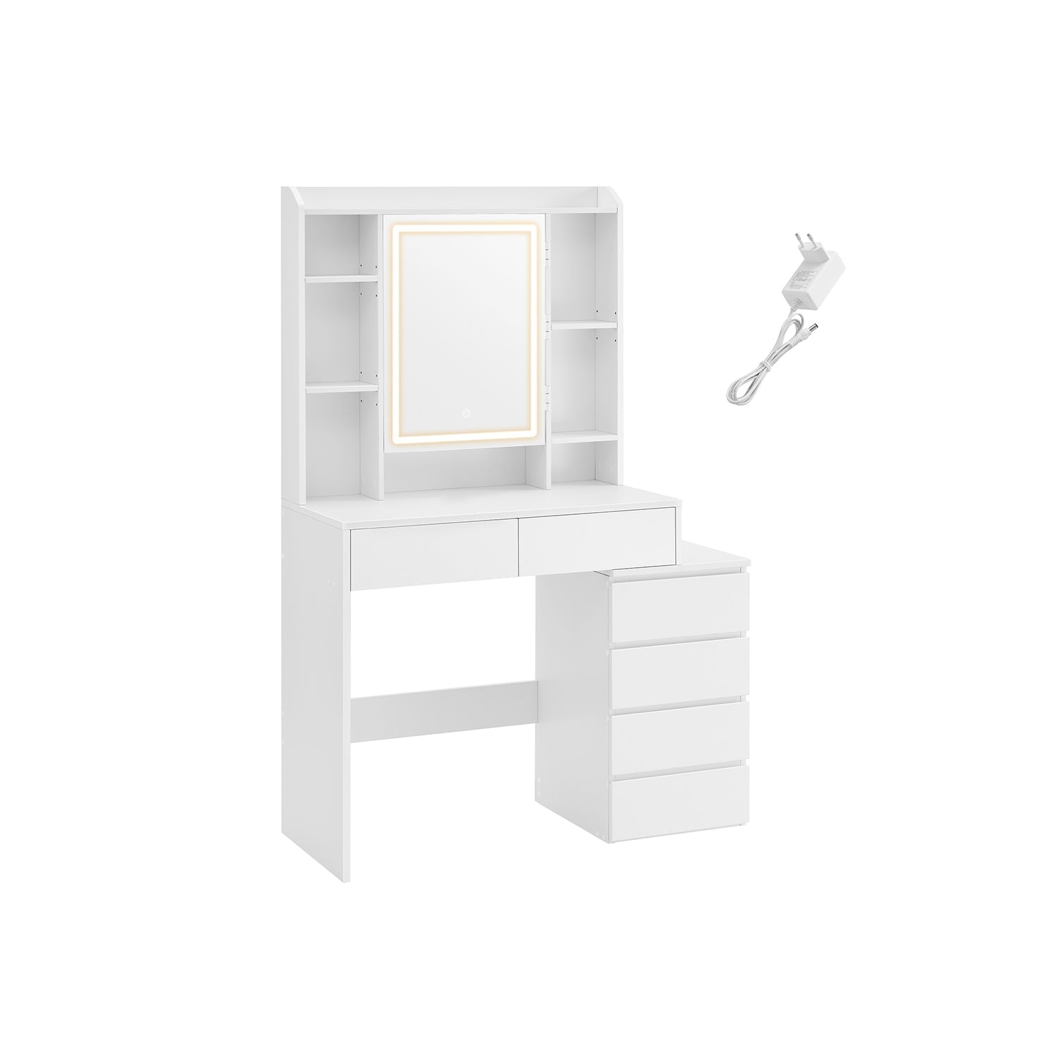 Vanity Coiffeuse avec grand miroir LED réglable